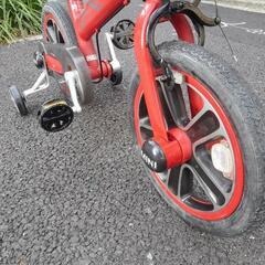 中古子供自転車３６３１　`前後タイヤ新品！　１４インチ　ギヤなし　 身長１００㎝前後　＊片足スタンドに変更可・無料（購入時のみ）の画像