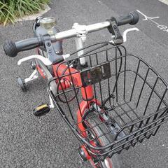 中古子供自転車３６３１　`前後タイヤ新品！　１４インチ　ギヤなし　 身長１００㎝前後　＊片足スタンドに変更可・無料（購入時のみ）の画像