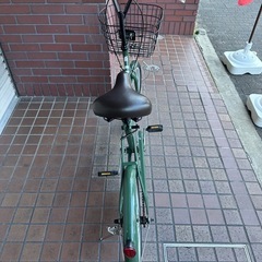 20インチ　シングルギア　カゴ付きミニベロ　カーキ色の画像