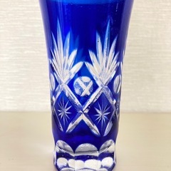 手作り藍色切子ぐらすの画像