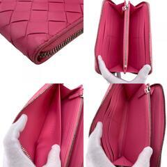 ボッテガヴェネタ BOTTEGAVENETA 長財布 イントレチャート ラウンドファスナー ピンクの画像