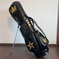 限定地域お届け無料🚚 PEARLY GATES ⛳️ パーリーゲイツ😍 原英莉花プロコラボ ゴルフバッグ・キャディバッグ  46インチ ✨新品未使用✨ スタンド式 ブラック 黒 の画像