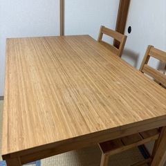 イケア　竹　テーブル　イス　　ダイニングテーブル　チェア　セットの画像