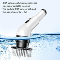 電動ブラシ 掃除電動スピンスクラバー 交換可能なブラシヘッド9個付き フルボディ IPX7 防水コードレスパワークリーニングブラシ 調節可能な延長ハンドル付き 3速シャワースクラバー 家庭用 (ロングポールスタイル)の画像