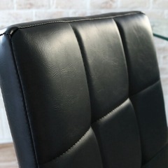 ダイニングチェア 2脚セット レザー キルティング ブラックの画像