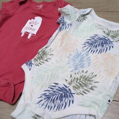 GAP ベイビーギャップ アイス、草柄 半袖ボディ 下着 短肌着の代わりに！6ヶ月から12ヶ月　70サイズ、洗濯済みの画像
