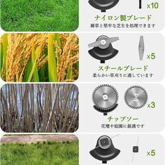 草刈り機 充電式 高性能 21V 4000mAhのバッテリー総容量 強力電動草刈り機 1880W 低騒音 補助ホイール 伸縮可 角度調整可 多替刃付き 農業および家庭用の芝刈り機 充電式 日本語説明書付の画像