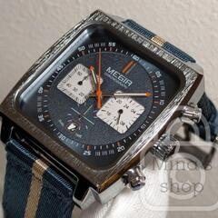 【モチーフモデルの持つレーシーな雰囲気を余す事なく体現/新品】クロノグラフ 24時間計 日付 ブルーグレー文字盤/レーシーネイビーバンドの画像
