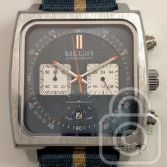 【モチーフモデルの持つレーシーな雰囲気を余す事なく体現/新品】クロノグラフ 24時間計 日付 ブルーグレー文字盤/レーシーネイビーバンドの画像