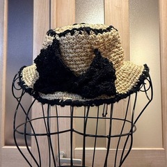 美品✨CA4LA カシラ リボン付き麦わら帽子 ストローハット