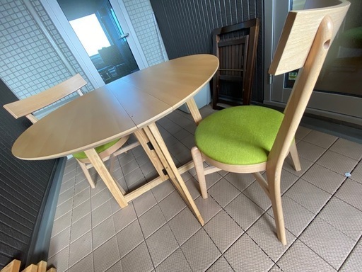 ダイニングテーブルセット（折り畳み可能） (あぶ) 新柏の