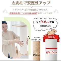 RAKU 日本メーカー 安心保証 キャットタワー 極太 突っ張り スリム 宇宙船 木製 コンパクト 省スペース 多頭飼い 183-270cm 天然麻 コットン紐 キャットツリー 木登りタワー 滑り止め 爪とぎ 猫タワー 寝室 リビングの画像