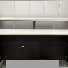 ニッセン キッチンカウンターテーブル バタフライテーブル レンジ台 炊飯台 食器棚 収納棚 幅151cm×奥行48cm×高さ93cm の画像