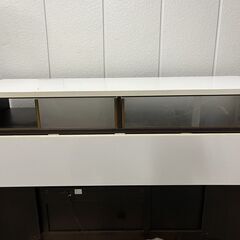 ニッセン キッチンカウンターテーブル バタフライテーブル レンジ台 炊飯台 食器棚 収納棚 幅151cm×奥行48cm×高さ93cm の画像