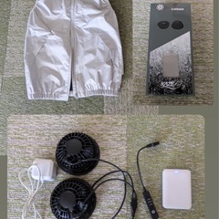 空調服 Lサイズ ホワイト　ファン付き　kazefitバッテリー
