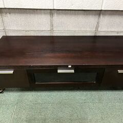 木製 テレビ台 ローボード AVボード キャスター付 ブラウン 幅110cm×奥行42cm×高さ31cm の画像