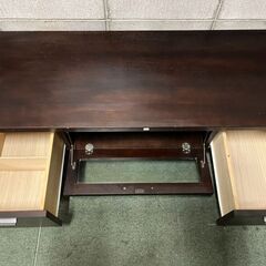 木製 テレビ台 ローボード AVボード キャスター付 ブラウン 幅110cm×奥行42cm×高さ31cm の画像