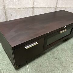 木製 テレビ台 ローボード AVボード キャスター付 ブラウン 幅110cm×奥行42cm×高さ31cm の画像