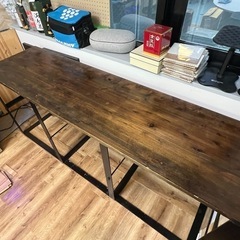 【特注DJテーブル】アイアンフレーム × 天然木天板のテレビボード／収納台（横182cm）の画像