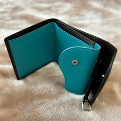 未使用ソメスサドルレザー二つ折り財布牛革コンパクトウォレット小銭入れ有折りたたみ財布箱レディースメンズユニセックス日本製焦茶色青色の画像