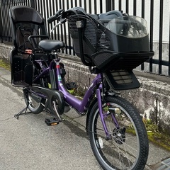 ＜整備済＞ヤマハPAS・KISS 3人子供乗せ・20インチ電動アシスト自転車・パープル・子供乗せ自転車の画像