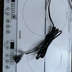 アイリスオーヤマ 2口 IHコンロ IHクッキングヒーター 1400W 100V ホワイト IHK-W12-Wの画像