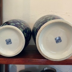有田焼 高級陶器 若山作 唐草ブドウ 花瓶 花器 花生 置物の画像