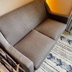 2人用 リビング ソファー グレー 足取り外し可能の画像