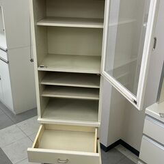 ★リユースのサカイ千葉中央店★期間限定割引有  食器棚 ホワイト H180×D33×W43 クリーニング済み TC3808の画像