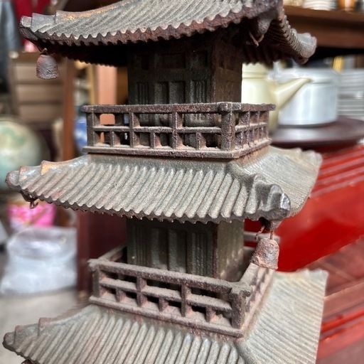 古鉄製 五重塔 灯篭 置物