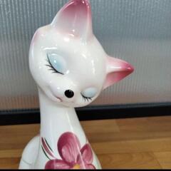 レトロ　ポップ　ネコ　陶器置物の画像