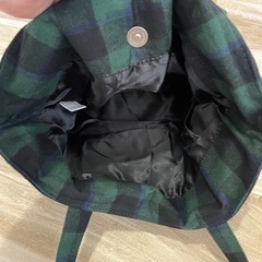 バッグ トートバッグ 【ジュジュリエ リボン付き 】緑チェック 通学 通勤 可愛いの画像