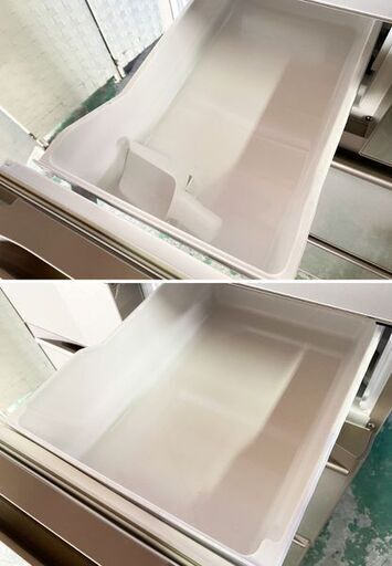 日立 6ドア冷凍冷蔵庫 475L 自動製氷 クイック冷却 ガラストップ R-HW48N(XN)クリスタルシャンパン 2020年製 中古