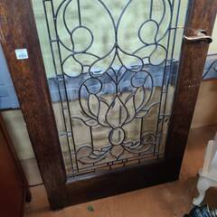 【愛品倶楽部柏店】アンティークデザイン扉 飾りカットガラス 金属装飾 ※現状品の画像