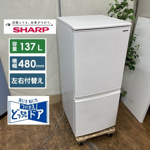 R085 ☀️ SHARP 冷蔵庫 (137L / つけかえどっちもドア) 19年製 SJ-D14E ⭐ 動作確認済 ⭐ クリーニング済