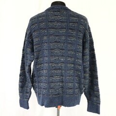 90s-00s★ドゥマンクレール/DEMAIN CLAIR★3Dニット/デザインセーター【メンズL/紺系/navy】ナイガイ/Vintage/Tops/sweater◆cBH717 ＃20tの画像