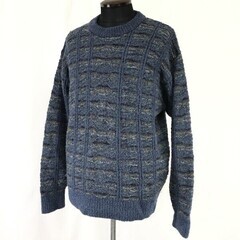 90s-00s★ドゥマンクレール/DEMAIN CLAIR★3Dニット/デザインセーター【メンズL/紺系/navy】ナイガイ/Vintage/Tops/sweater◆cBH717 ＃20tの画像