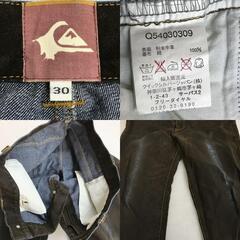 希少★クイックシルバー/QUIKSILVER★粉末牛革/レザーパウダー/デニムパンツ【W30/股下82cm/茶系/brown/ストレート】の画像