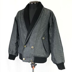 80s-90s/Vintage/日本製★オーロラ/ORORA per elegantuomo★昭和/バブル/ダブルボタンジャケット【メンズM/黒】の画像