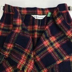 ヨークランド/YORKLAND★シロセット加工/タータンチェック柄/ラップスカート/後ろプリーツ/膝下丈【M程度/ロング赤系/red】Skirts◆cBH660の画像