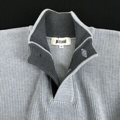 日本製★マッセルバラ/MUSSELBURGH★コットン100%/ハーフボタン/襟付きセーター【メンズM/水色/light blue】の画像