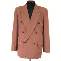 日本製/90s?/レトロ★イシュー/ISSUE★ウール100％/ダブルブレストジャケット【メンズM/オレンジ系/terracotta orange】の画像