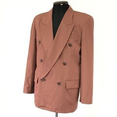 日本製/90s?/レトロ★イシュー/ISSUE★ウール100％/ダブルブレストジャケット【メンズM/オレンジ系/terracotta orange】の画像