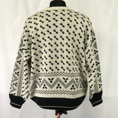 Vintage★ツンドラ/TUNDRA CANADA★カナダ/鳥刺繍/デザインニット/厚手セーター【men's-M（日本L相当)白×黒/総柄】Tops/sweater◆cBH557の画像