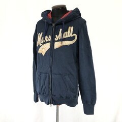 イタリア製★フランクリンマーシャル/FRANKLIN&MARSHALL★裏起毛/秋冬ダブルジップアップパーカー【メンズS/紺/navy】の画像