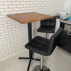 【最終お値下げ】ハイテーブル 正方形 ハイチェア 昇降型SETの画像