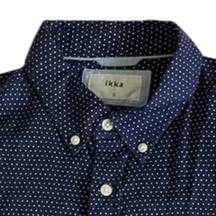 美品 綿麻のボタンダウンシャツ 袖六〜七分丈くらいの画像