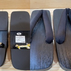 【浴衣用セット】黒下駄 × ストライプ帯 🎐シンプルで粋な夏スタイルに✨の画像