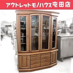 食器棚 飾り棚 カップボード 木製 ガラス板棚 幅165 高20...