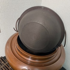 配送可能　時代物　風炉釜　 朝鮮風炉　 茶釜　唐銅　風炉　銅蓋　釜環　茶道具　古道具　古董　古玩　古董　煎茶道具 鉄釜　電熱付の画像
